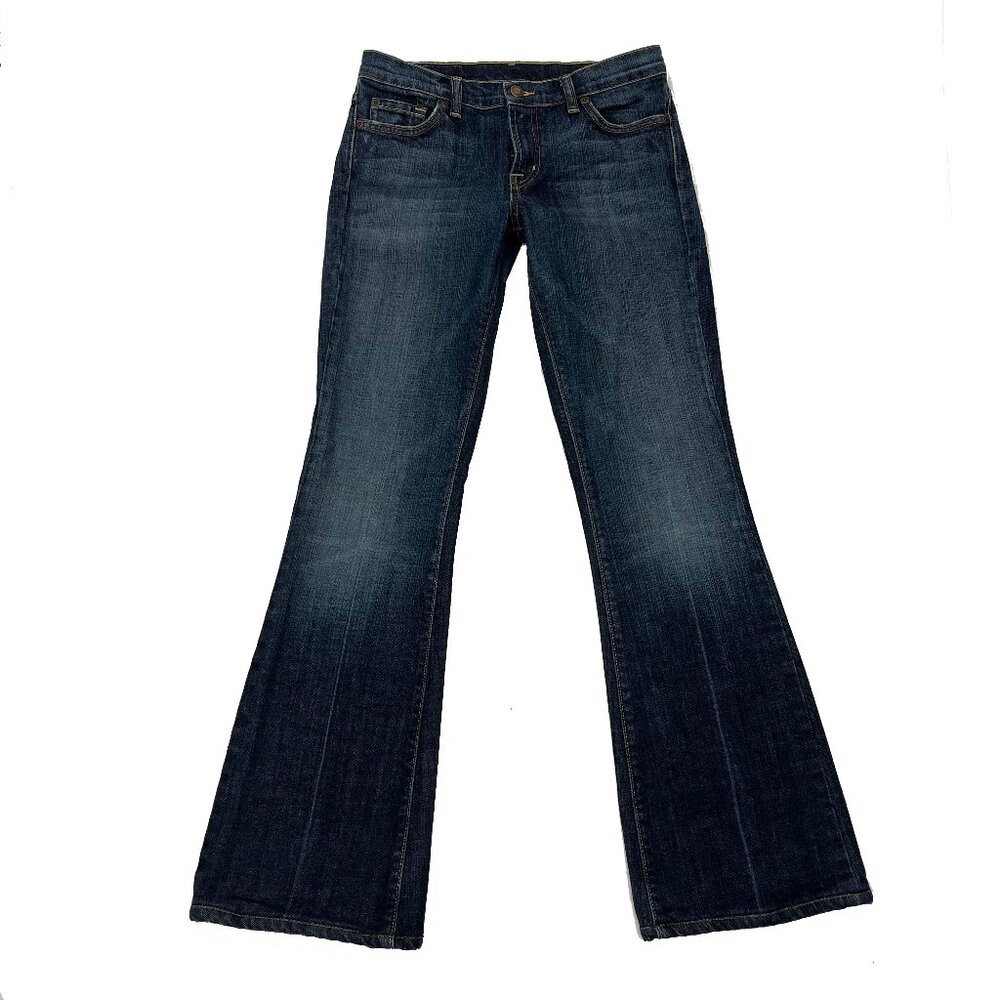 David Kahn Dark Wash Back Flap Pocket Flare Jeans Womens 29 x 31